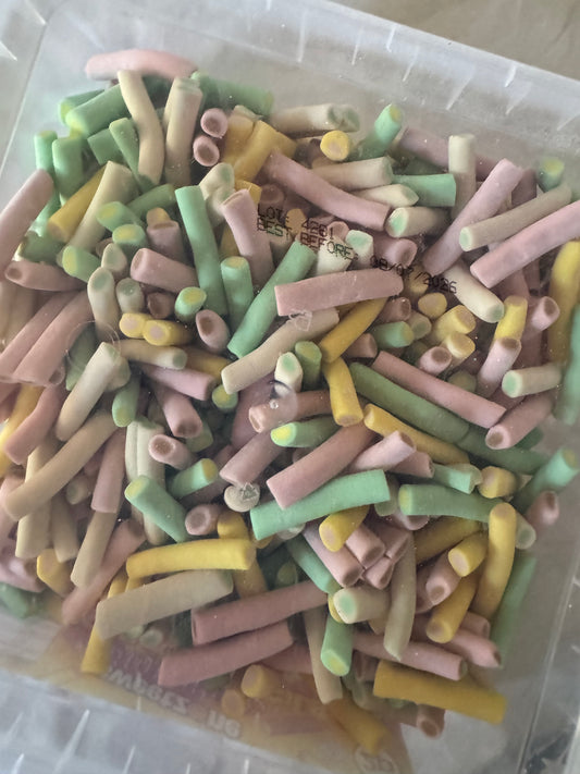 Rhubarb and custard pencils